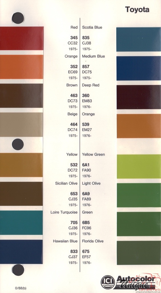 1975 - 1978 Toyota Paint Charts Autocolor 2